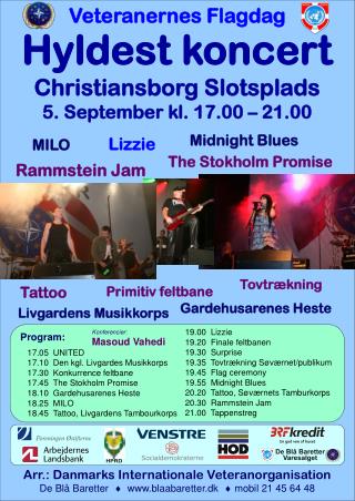 Hyldest koncert Christiansborg Slotsplads 5. September kl. 17.00 – 21.00