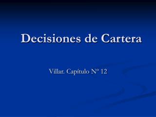 Decisiones de Cartera