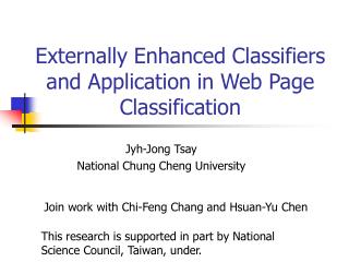 Externally Enhanced Classifiers and Application in Web Page Classification