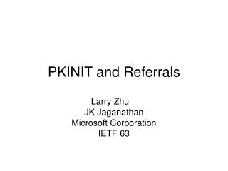 PKINIT and Referrals