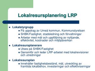 Lokalresursplanering LRP