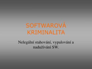 SOFTWAROVÁ KRIMINALITA