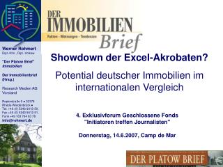 Showdown der Excel-Akrobaten? Potential deutscher Immobilien im internationalen Vergleich