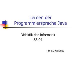 Lernen der Programmiersprache Java