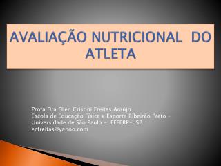 AVALIAÇÃO NUTRICIONAL DO ATLETA