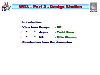 WG3 – Part 3 - Design Studies
