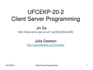 UFCEKP-20-2 Client Server Programming