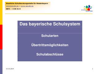 Staatliche Schulberatungsstelle für Niederbayern info@sbndb.de – sbndb.de 0871 – 4 30 31 0