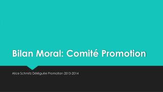 Bilan Moral: Comité Promotion
