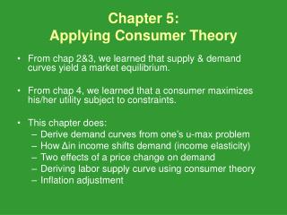 Chapter 5: Applying Consumer Theory