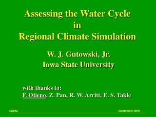 Assessing the Water Cycle in Regional Climate Simulation