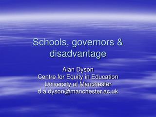 Schools, governors &amp; disadvantage