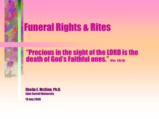 Funeral Rights &amp; Rites