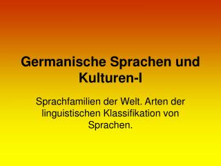 Germanische Sprachen und Kulturen -I