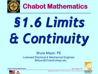 Bruce Mayer, PE Licensed Electrical &amp; Mechanical Engineer BMayer@ChabotCollege