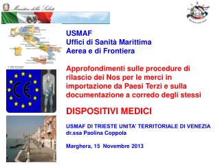 MINISTERO DELLA SALUTE USMAF TRIESTE UT VENEZIA