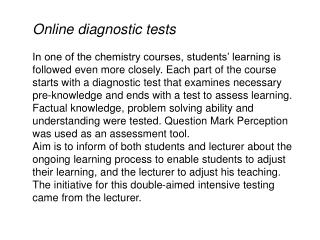 Online diagnostic tests