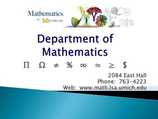 Department of Mathematics ∏ 	Ω ≠ % ∞ ≈ ≥ $