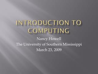 Introduction to computing