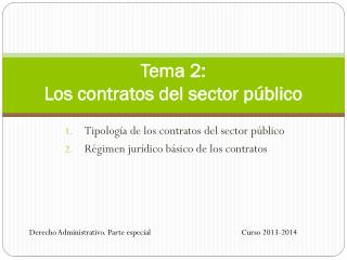 Tema 2: Los contratos del sector público