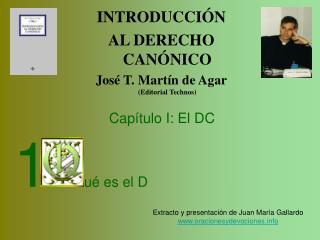 INTRODUCCIÓN AL DERECHO CANÓNICO José T. Martín de Agar (Editorial Technos)