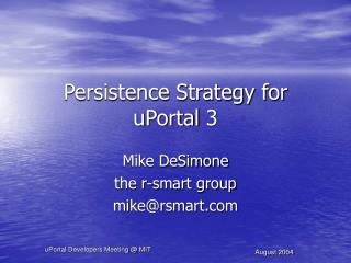 Persistence Strategy for uPortal 3