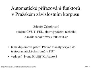 Automatické přiřazování funktorů v Pražském závislostním korpusu