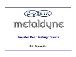 Transfer Gear Testing/Results