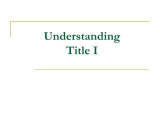 Understanding Title I