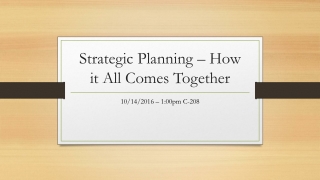 Strategic Planning – How it All Comes Together
