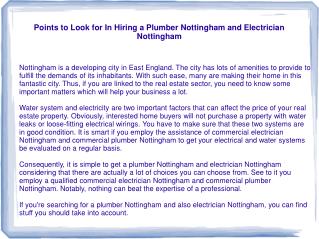 Points to Look for In Hiring a Plumber Nottingham and Electr