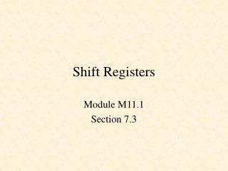 Shift Registers