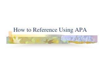 How to Reference Using APA
