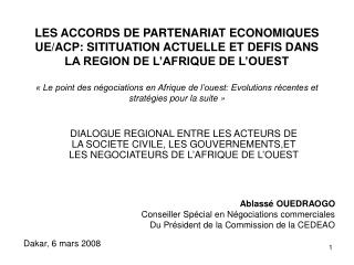 Ablassé OUEDRAOGO Conseiller Spécial en Négociations commerciales