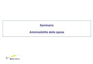 Seminario Ammissibilità della spesa