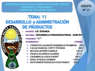 TEMA: 11 DESARROLLO y ADMINISTRACIÓN DE PRODUCTOS