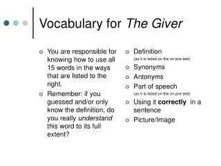 Vocabulary for The Giver