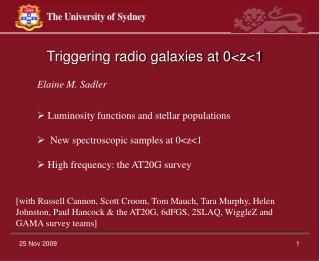 Triggering radio galaxies at 0&lt;z&lt;1