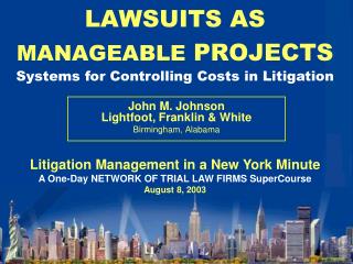 LAWSUITS AS MANAGEABLE PROJECTS