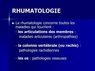 RHUMATOLOGIE