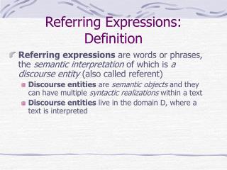 Referring Expressions: Definition