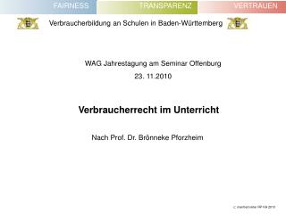 WAG Jahrestagung am Seminar Offenburg 23. 11.2010