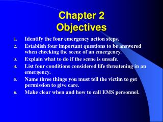 Chapter 2 Objectives