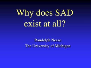 Why does SAD exist at all?
