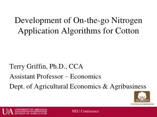 Development of On-the-go Nitrogen Application Algorithms for Cotton
