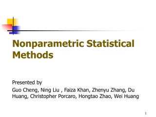 Nonparametric Statistical Methods