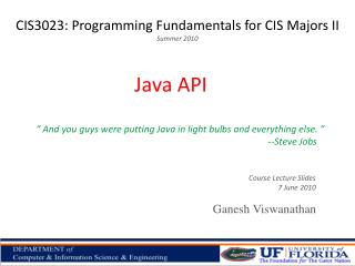 CIS3023: Programming Fundamentals for CIS Majors II Summer 2010