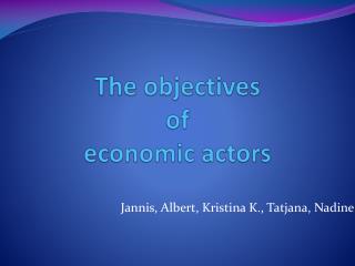 The objectives of economic actors