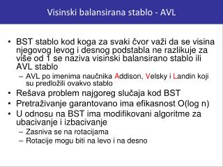 Visinski balansirana stablo - AVL