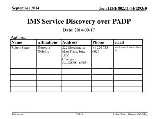 IMS Service Discovery over PADP